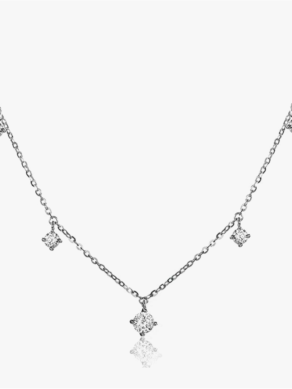 New 925 Sterling Silver Plated With Platinum Station Choker Necklace